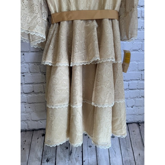 VTG 80's Western Cowgirl Rodeo Square Dance‎ Tiered Eyelet Dress Sz Small NWT - Picture 11 of 16